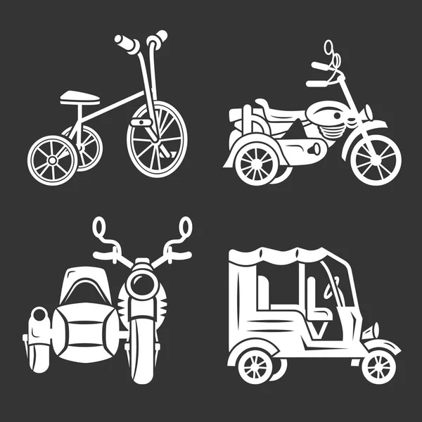 Conjunto de iconos de triciclo, estilo simple — Archivo Imágenes Vectoriales