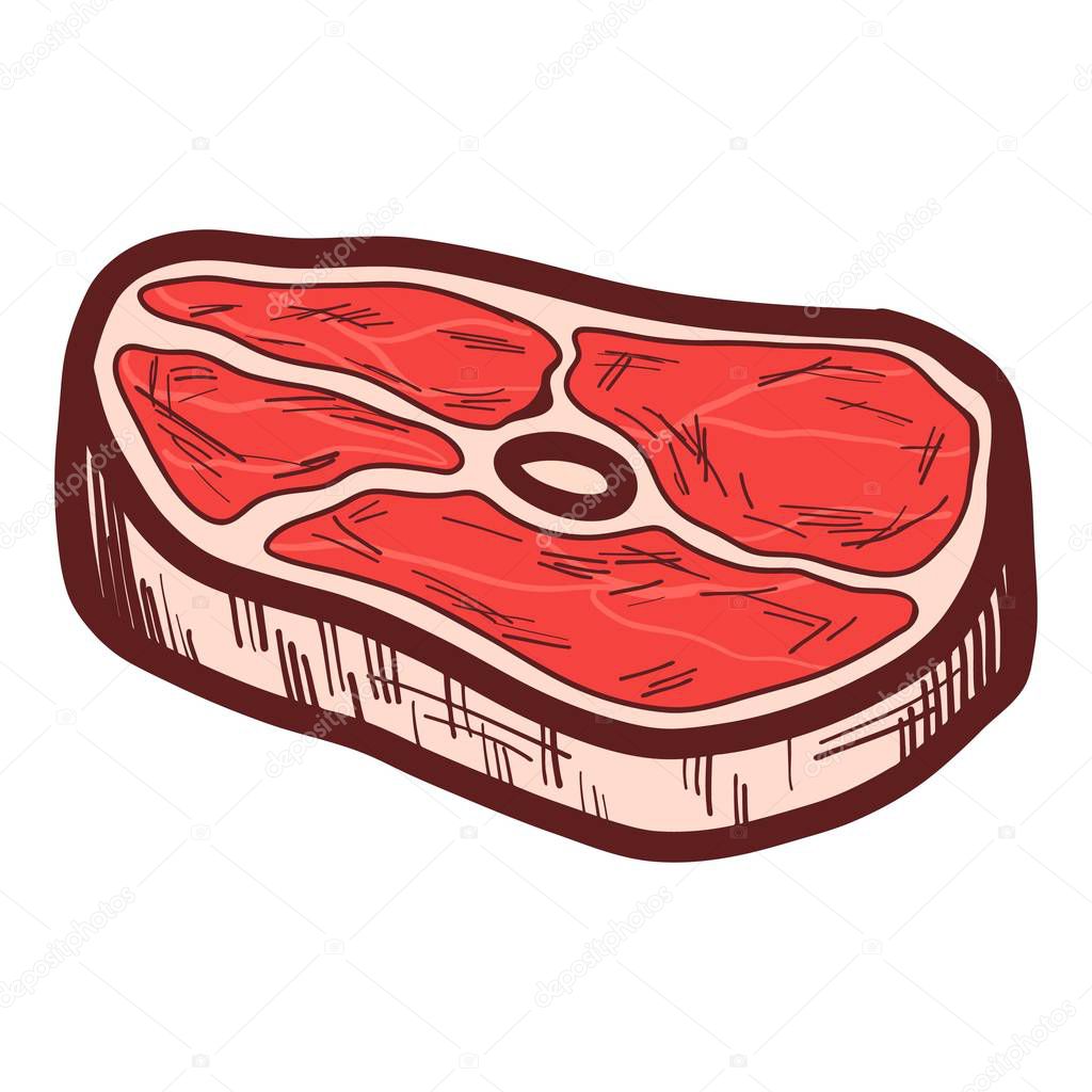 Pork steak icon, hand drawn style