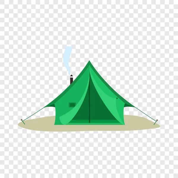 Camping ícone tenda verde, estilo plano — Vetor de Stock
