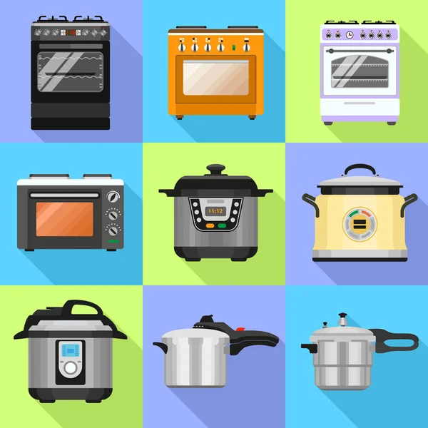 Conjunto de iconos de cocina, estilo plano — Vector de stock