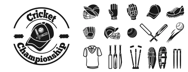 Conjunto de ícones de críquete, estilo simples —  Vetores de Stock