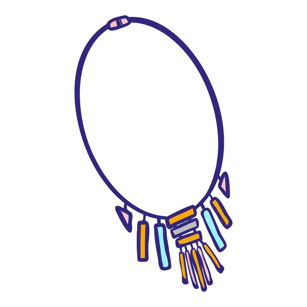 Icona tradizionale collana, stile disegnato a mano — Vettoriale Stock