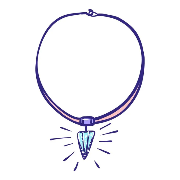 Icono de collar de diamantes, estilo dibujado a mano — Vector de stock