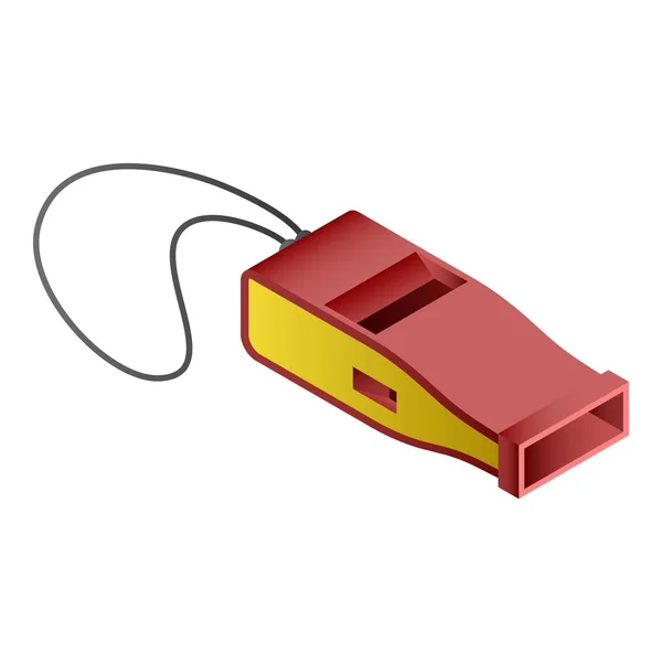 Icône sifflet rouge, style isométrique — Image vectorielle