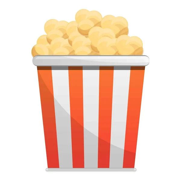 Popcorn striped box icon, cartoon style — Stock Vector