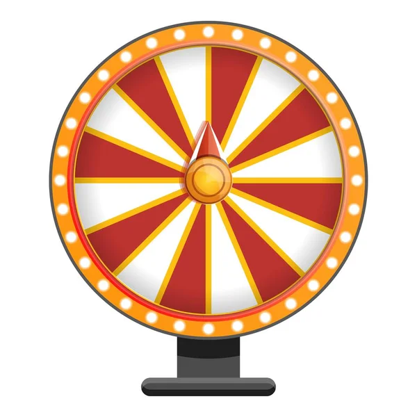 Ícone da fortuna roda branca vermelha, estilo dos desenhos animados — Vetor de Stock
