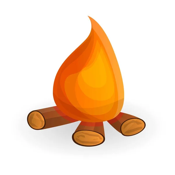 Camp fire icon, cartoon style