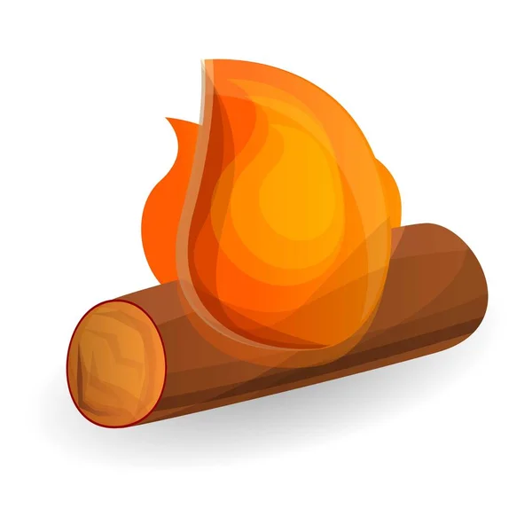 En trä bonfire ikon, tecknad stil — Stock vektor