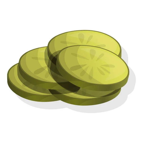 Icône de concombre tranchée, style dessin animé — Image vectorielle