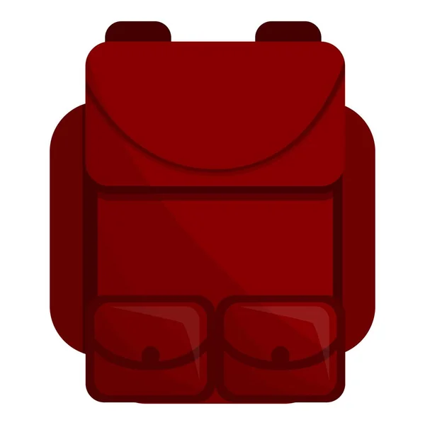 Rode rugzak pictogram, cartoon stijl — Stockvector
