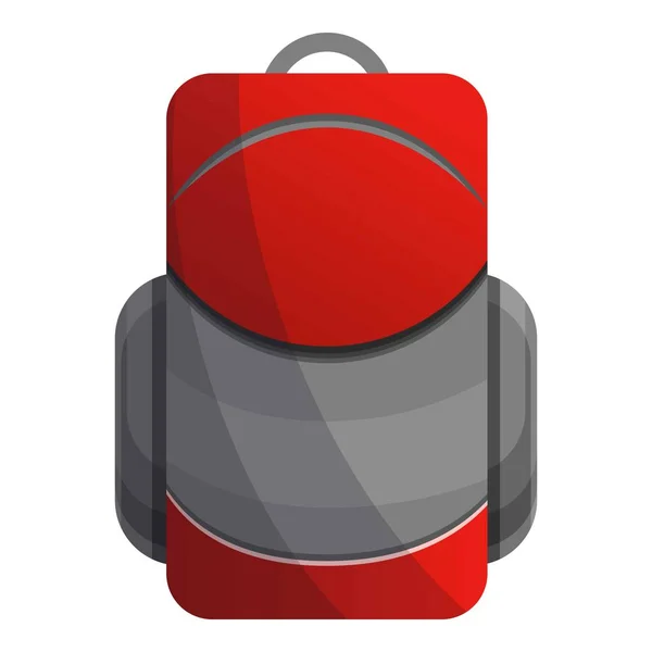 Red grey backpack icon, cartoon style — Stock Vector