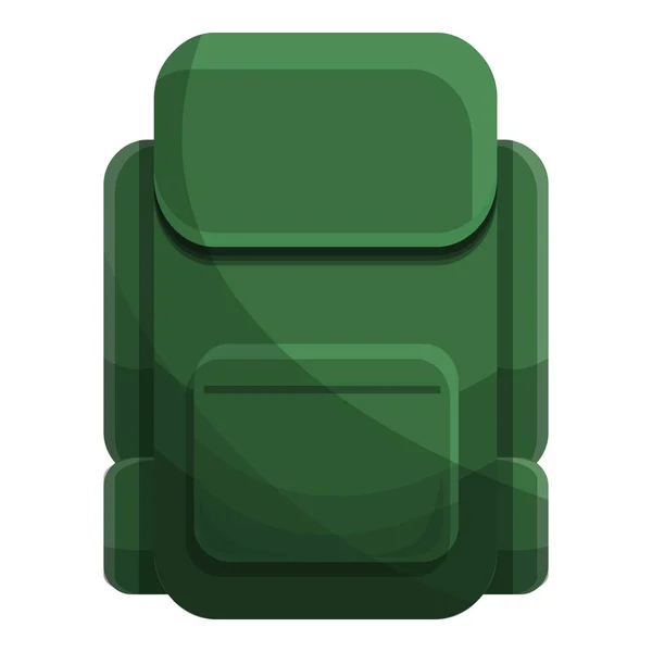 Ícone mochila verde, estilo dos desenhos animados — Vetor de Stock