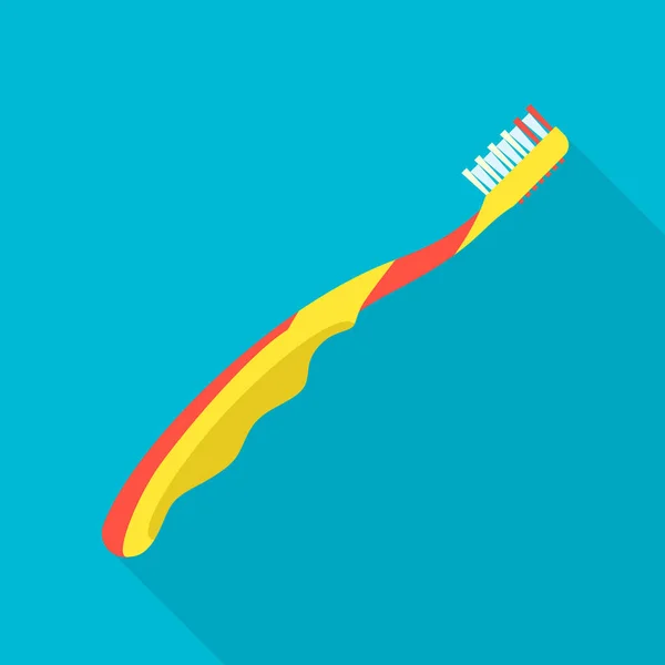 Red yellow toothbrush icon, flat style — Stock Vector