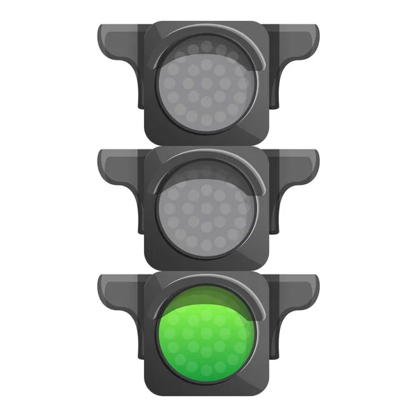 Crossroad semafor grönt ljus ikon, tecknad stil — Stock vektor
