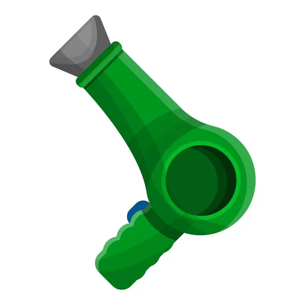 Icono de secador de pelo verde, estilo de dibujos animados — Vector de stock
