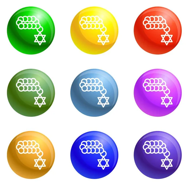 Ebraico perline icone set vettore — Vettoriale Stock