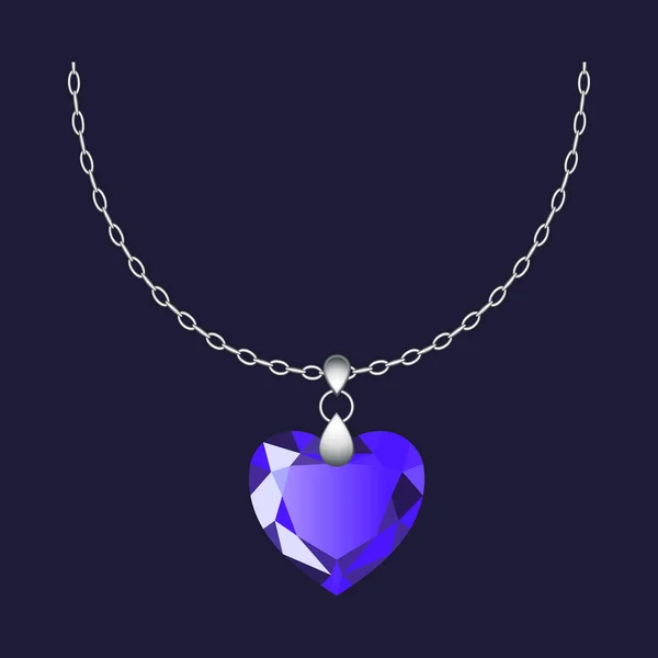 Gemstone pendant necklace icon, realistic style — Stock Vector