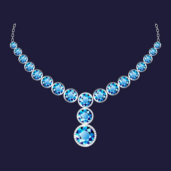 Blaue helle Halskette Ikone, realistischer Stil — Stockvektor
