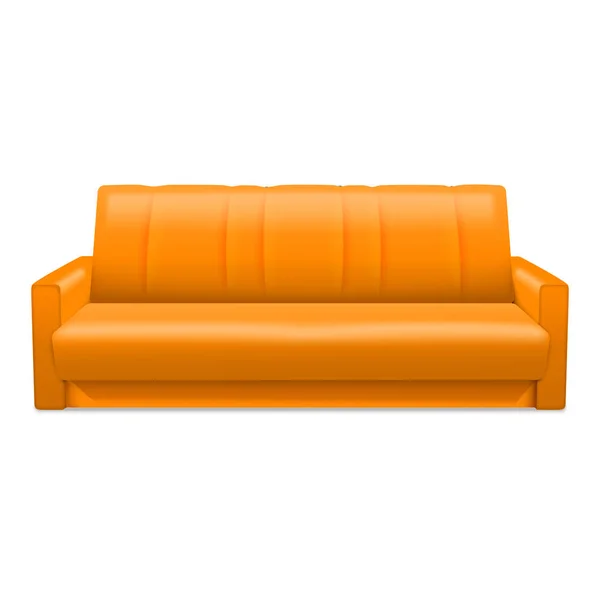オレンジ色のソファーのアイコン、現実的なスタイル — ストックベクタ