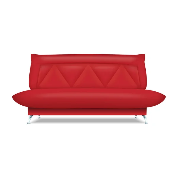 Red leather sofa icon, realistic style — Stockvector
