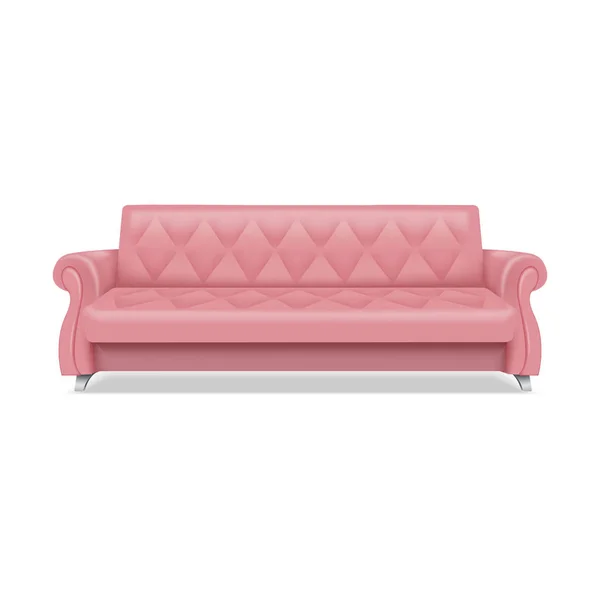 粉红色豪华沙发图标, 逼真的风格 — 图库矢量图片