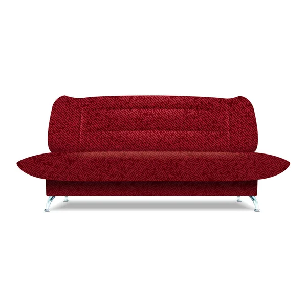 Rote Textilsofa-Ikone, realistischer Stil — Stockvektor