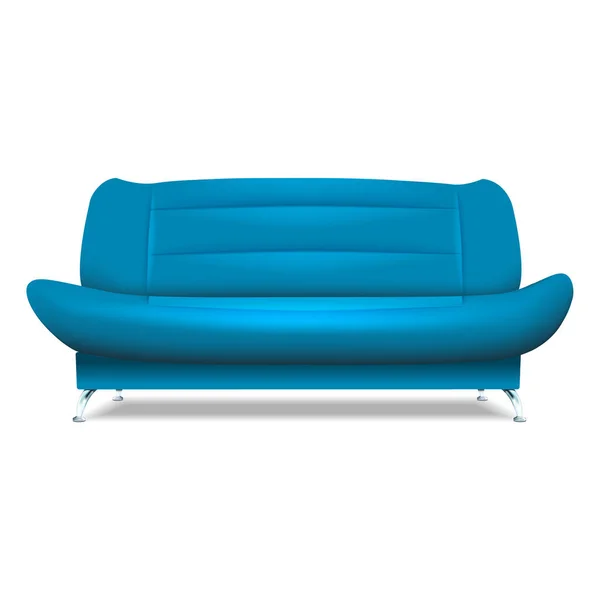 Синий диван икона, реалистичный стиль — стоковый вектор
