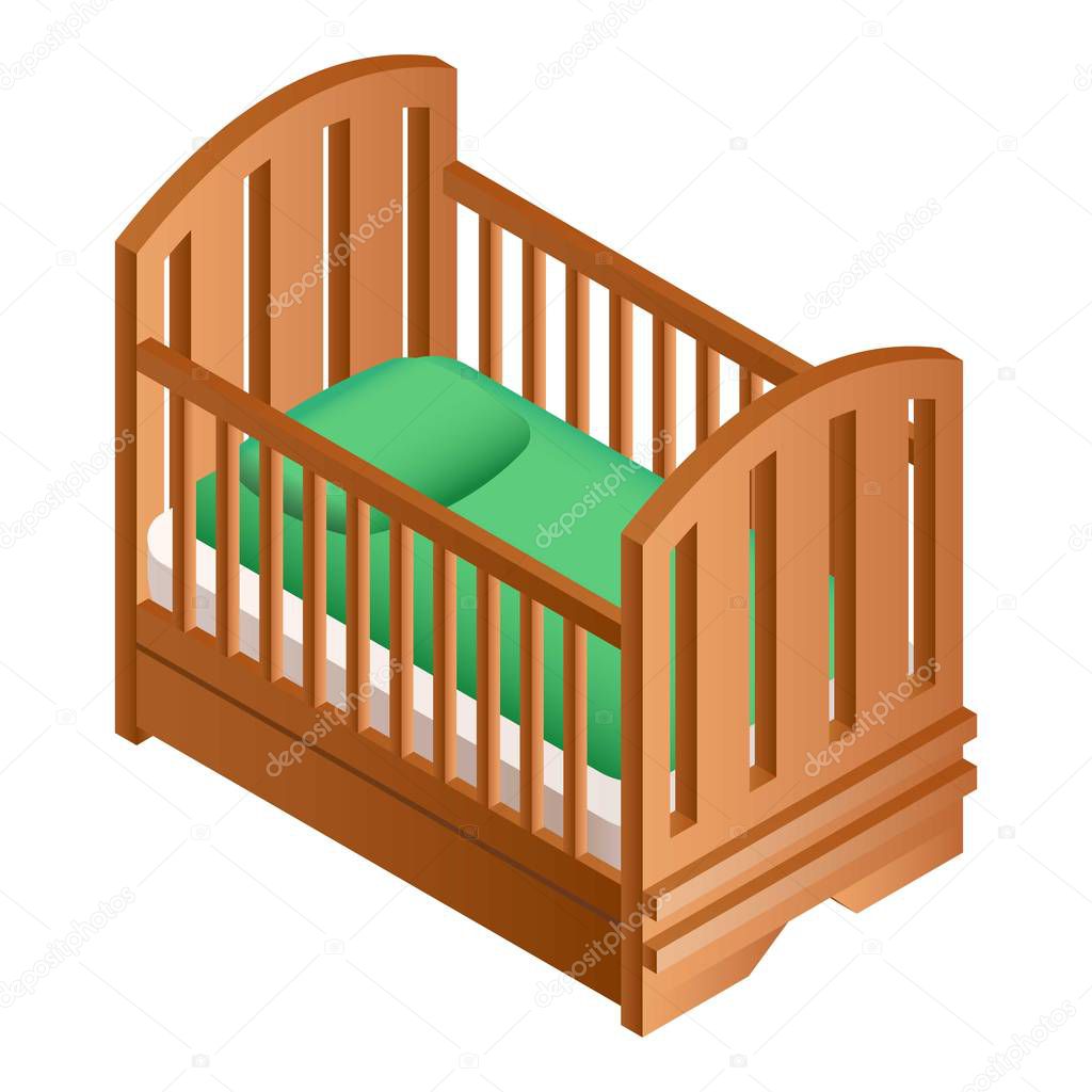Wood crib icon, isometric style