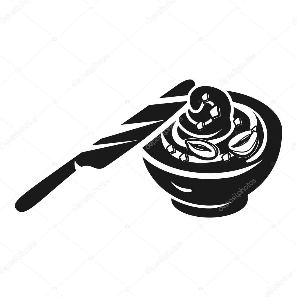 Peanut butter on a knife icon, simple style