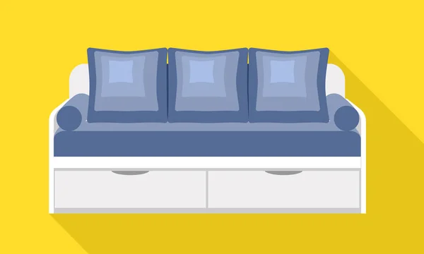 Moderne Schubladen-Sofa-Ikone, flacher Stil — Stockvektor
