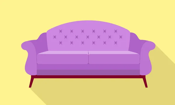 Violet sofa icon, flat style — Stock Vector