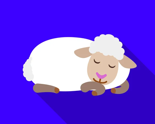 Slapende schapen pictogram, vlakke stijl — Stockvector
