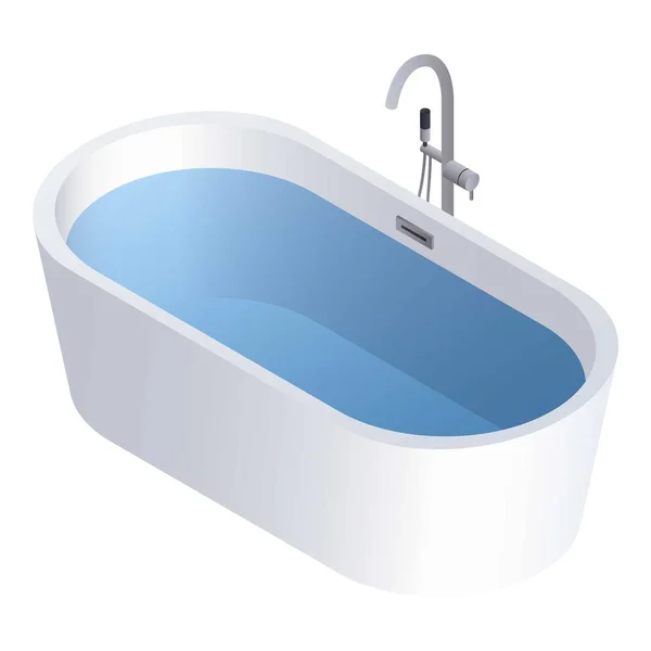 Round full water bathtub icon, isometric style — Stock Vector