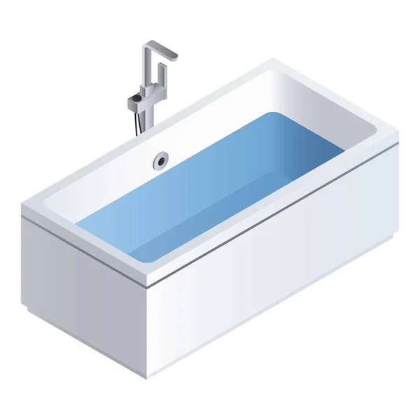 Ícone de banheira de água cheia, estilo isométrico — Vetor de Stock