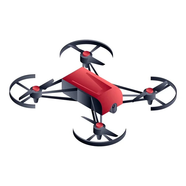 Ícone de drone protegido vermelho, estilo isométrico — Vetor de Stock