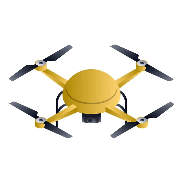 Gold round drone icon, isometric style — Stock Vector