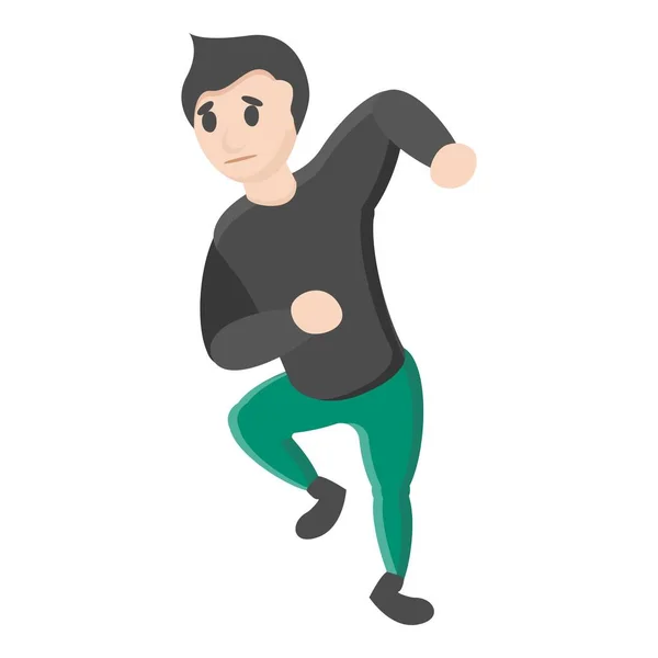 Hombre paso a paso icono de baile, estilo de dibujos animados — Vector de stock