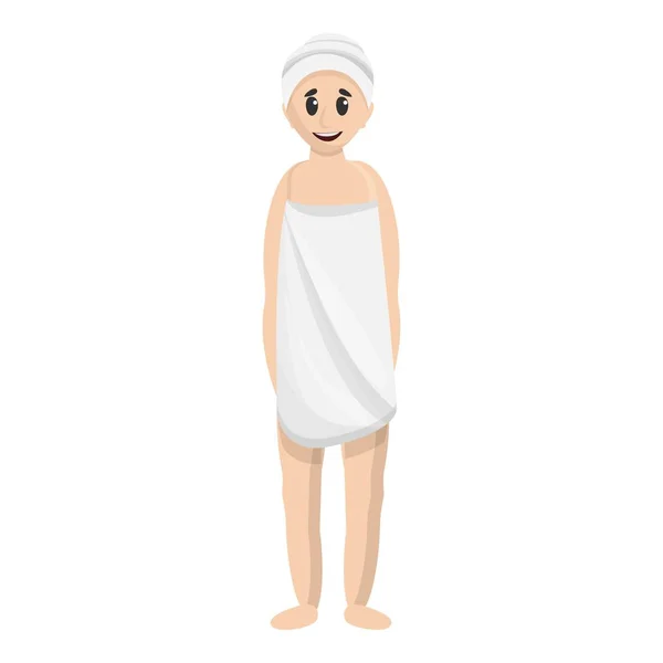 Žena v lázni ručník ikonu, kreslený styl — Stockový vektor
