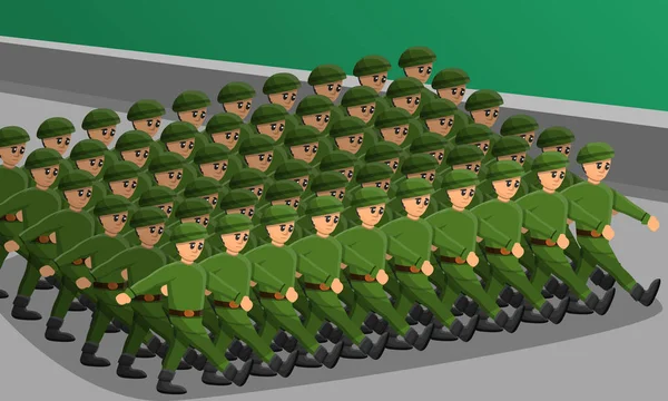 士兵游行概念横幅, 卡通风格 — 图库矢量图片