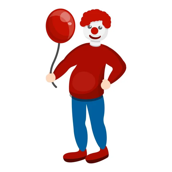 Clown icona palloncino rosso, stile cartone animato — Vettoriale Stock