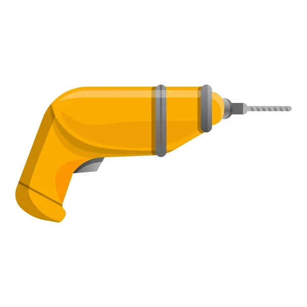 Icono de taladro de mano amarillo, estilo de dibujos animados — Vector de stock