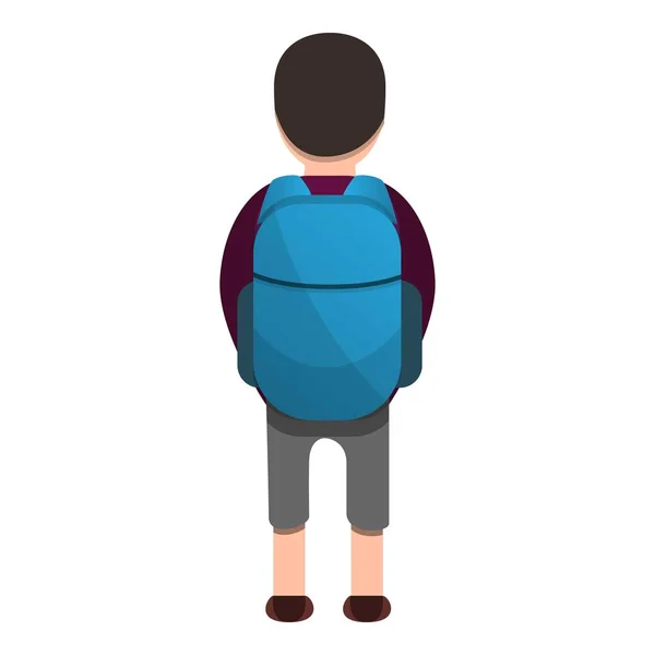 Back side of boy backpack icon, cartoon style — Stock Vector