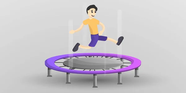 Bannière concept garçon au trampoline, style dessin animé — Image vectorielle