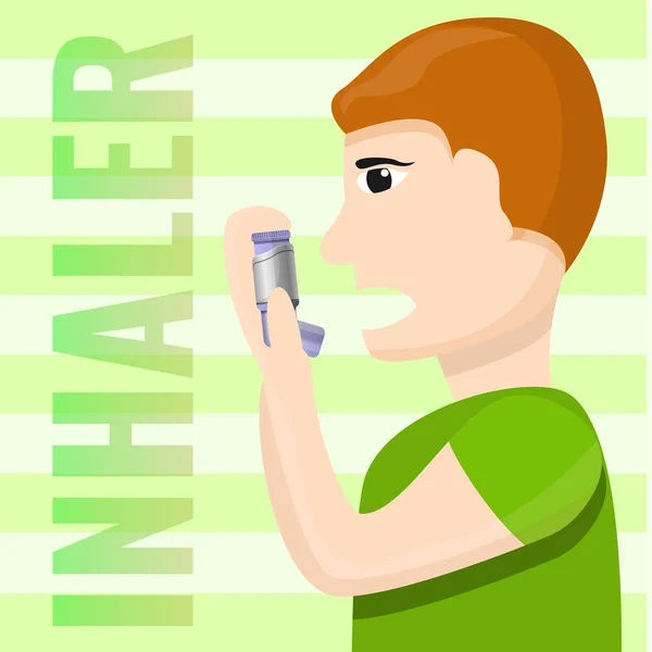 Gente inhalador uso concepto fondo, estilo de dibujos animados — Vector de stock