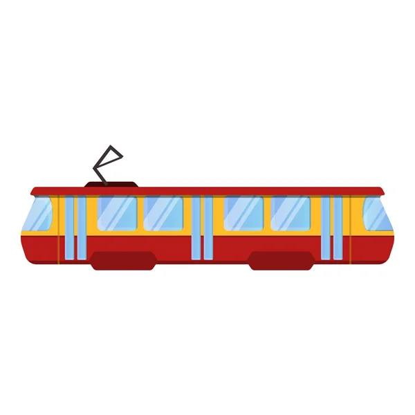 Red tram car icon, cartoon style — Stock Vector