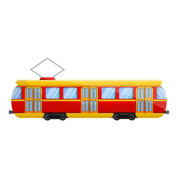 Ретро-трамвайний автомобіль значок, мультиплікаційний стиль — стоковий вектор