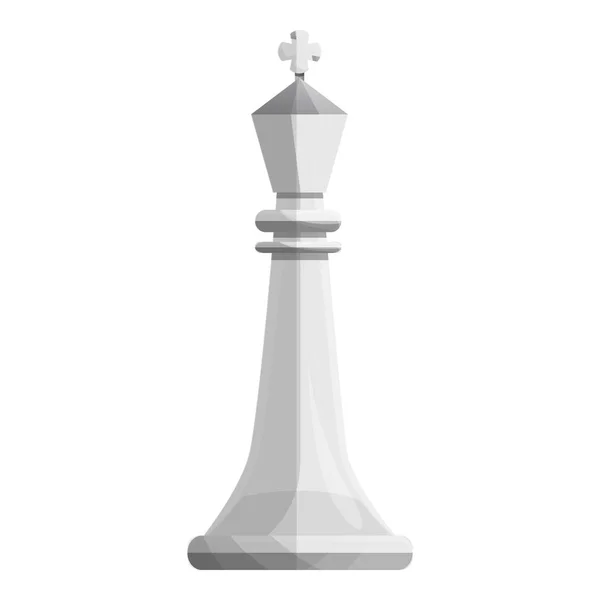 Rei ícone de xadrez branco, estilo cartoon — Vetor de Stock