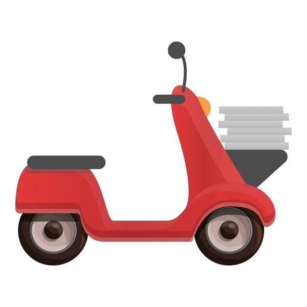 Pizza levering scooter pictogram, cartoon stijl — Stockvector