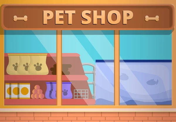 Glass pet shop concept banner, cartoon style