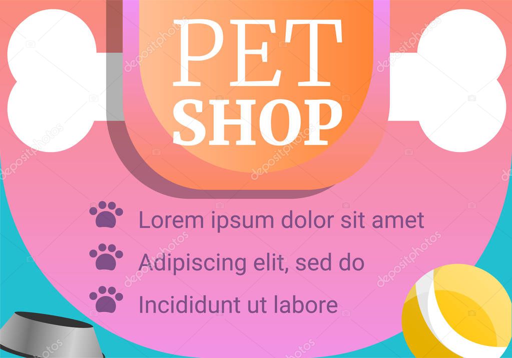 Dog pet shop concept banner, cartoon style